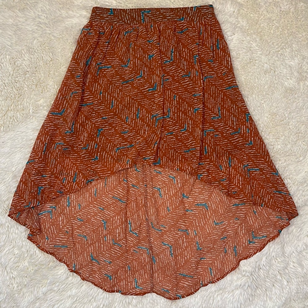 Forever 21 Orange & Blue High-Low Skirt